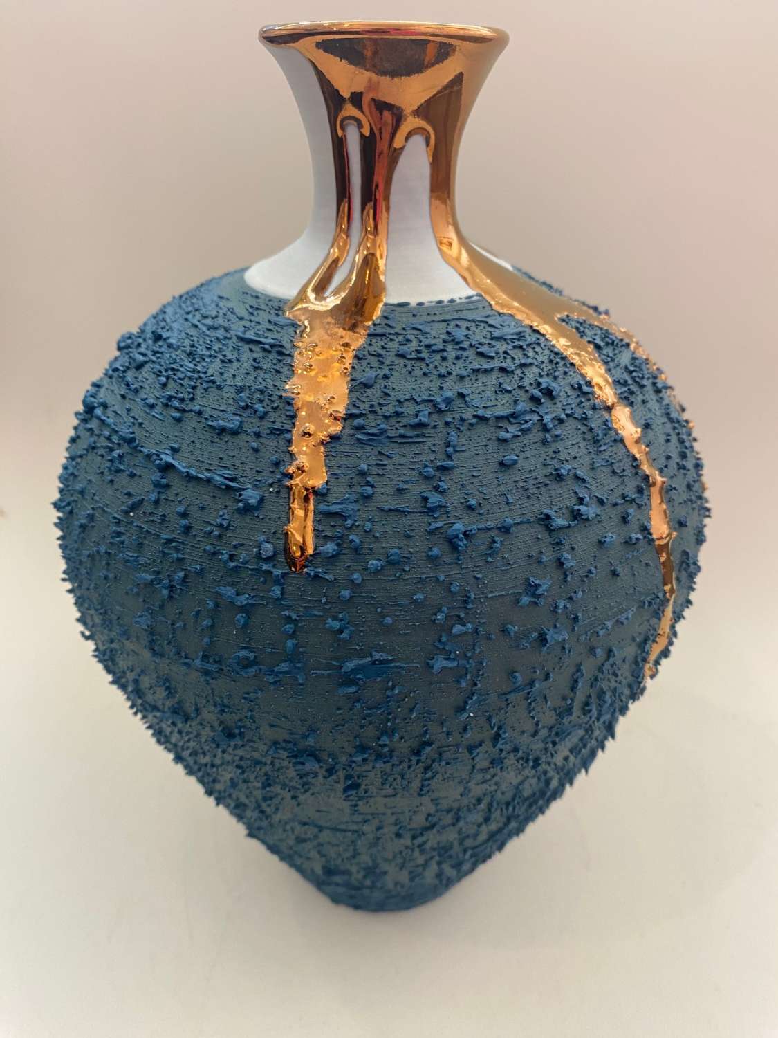 Emerald Textured Vase with Copper Lustre - Alex McCarthy
