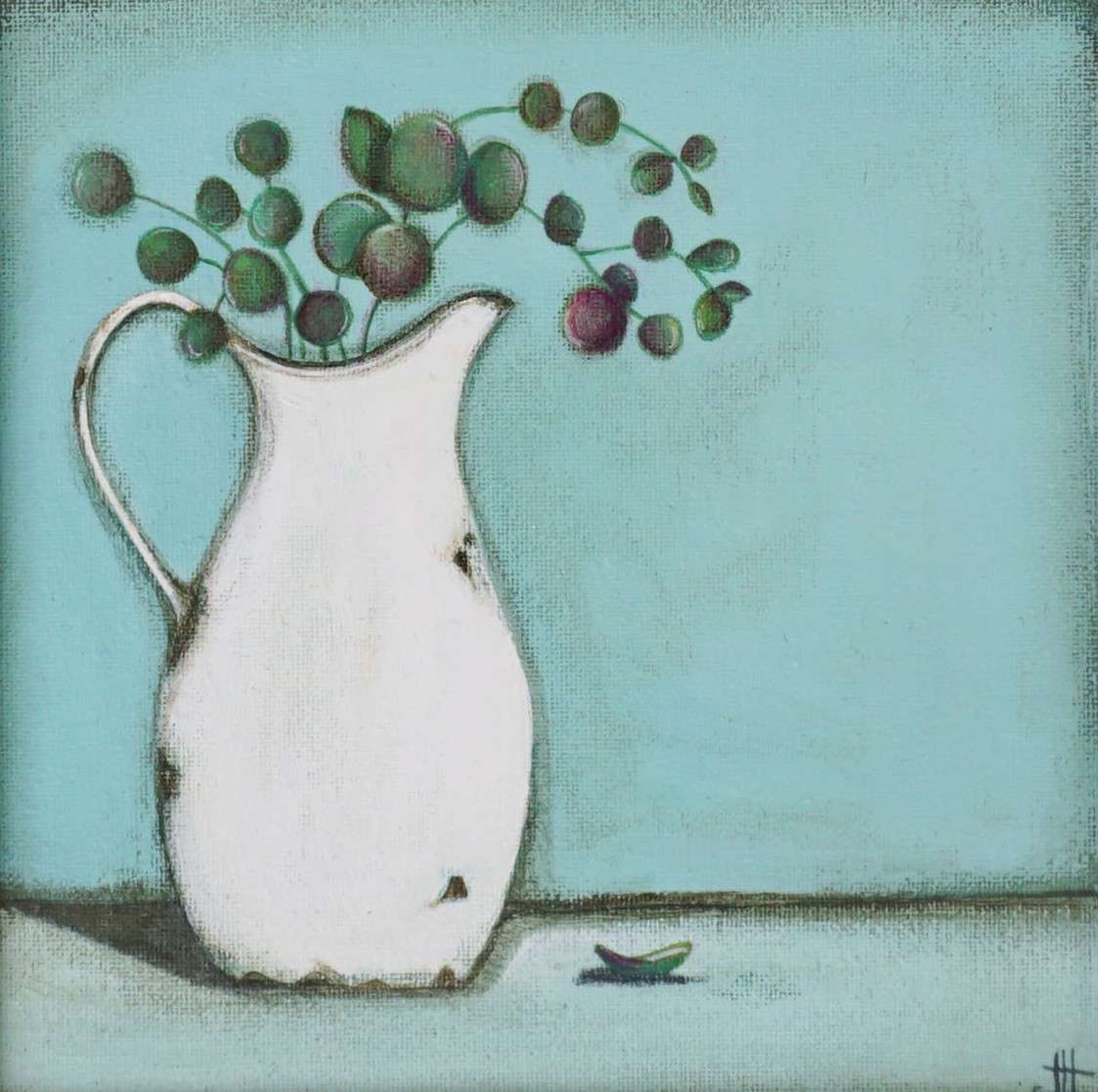 A Small Still Life (Enamel Jug & Eucalyptus)